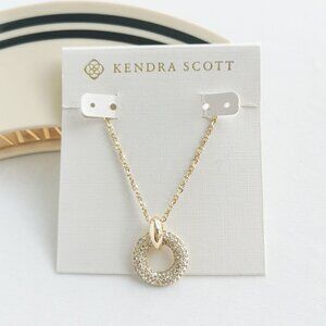 Kendra Scott Mikki Gold Pave White Crystal Short Necklace